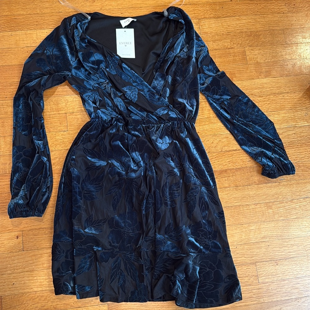 Everly Brand Floral Burnout Velour Dress